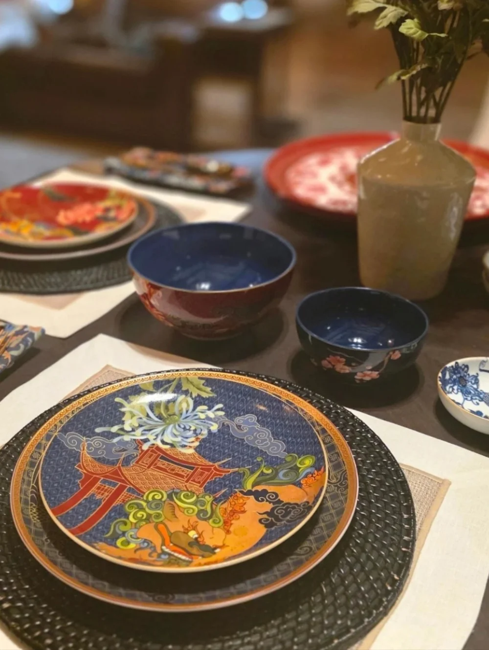 Williams Sonoma Retired Lunar New Year Blue Dragon Rice Bowl Set of 2
